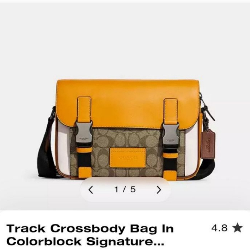 Coach Body Bag Mens Colorblock Honeycomb Signature Canvas